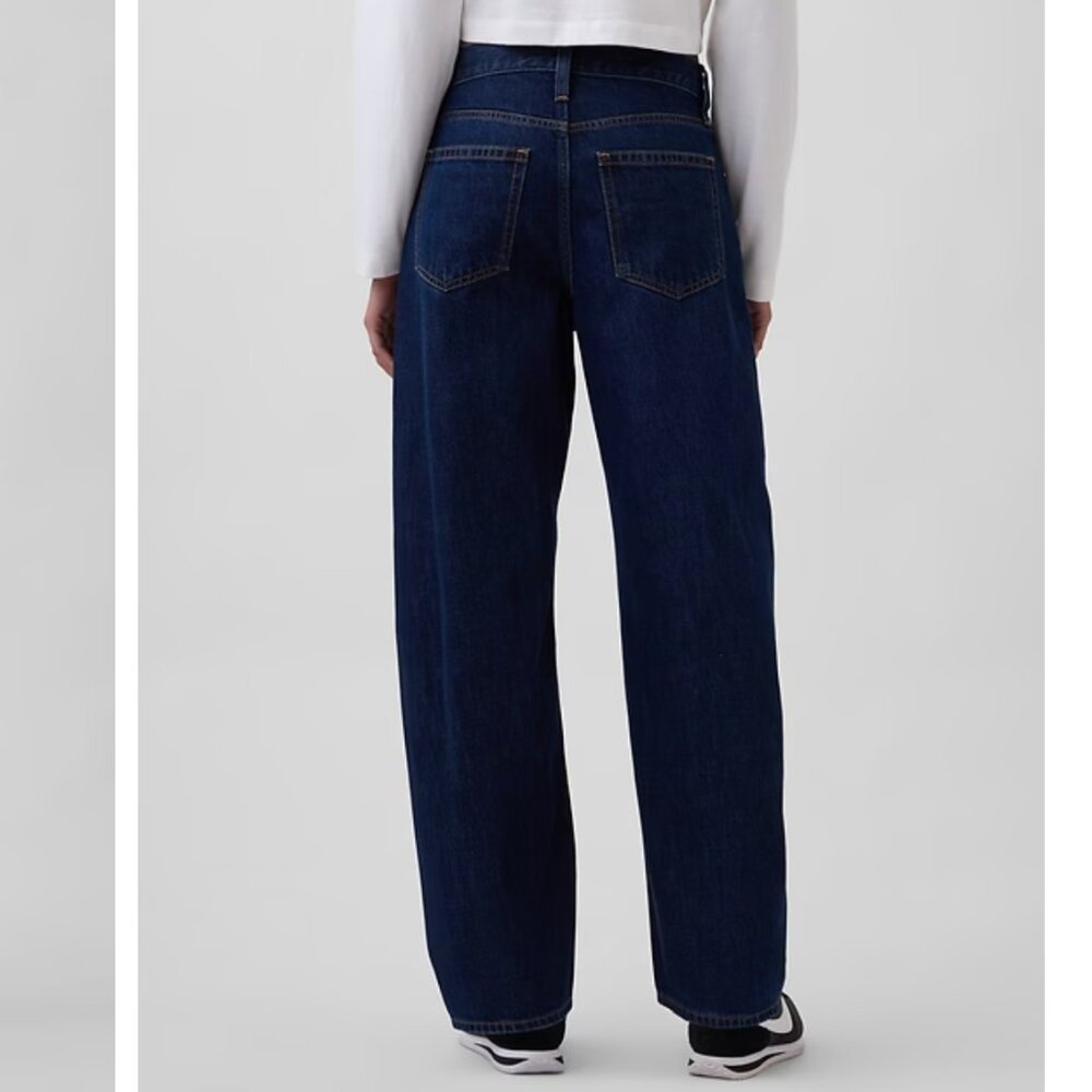 GAP Dark Wash Wide Leg Ankle Jeans - Deep Indigo Blue